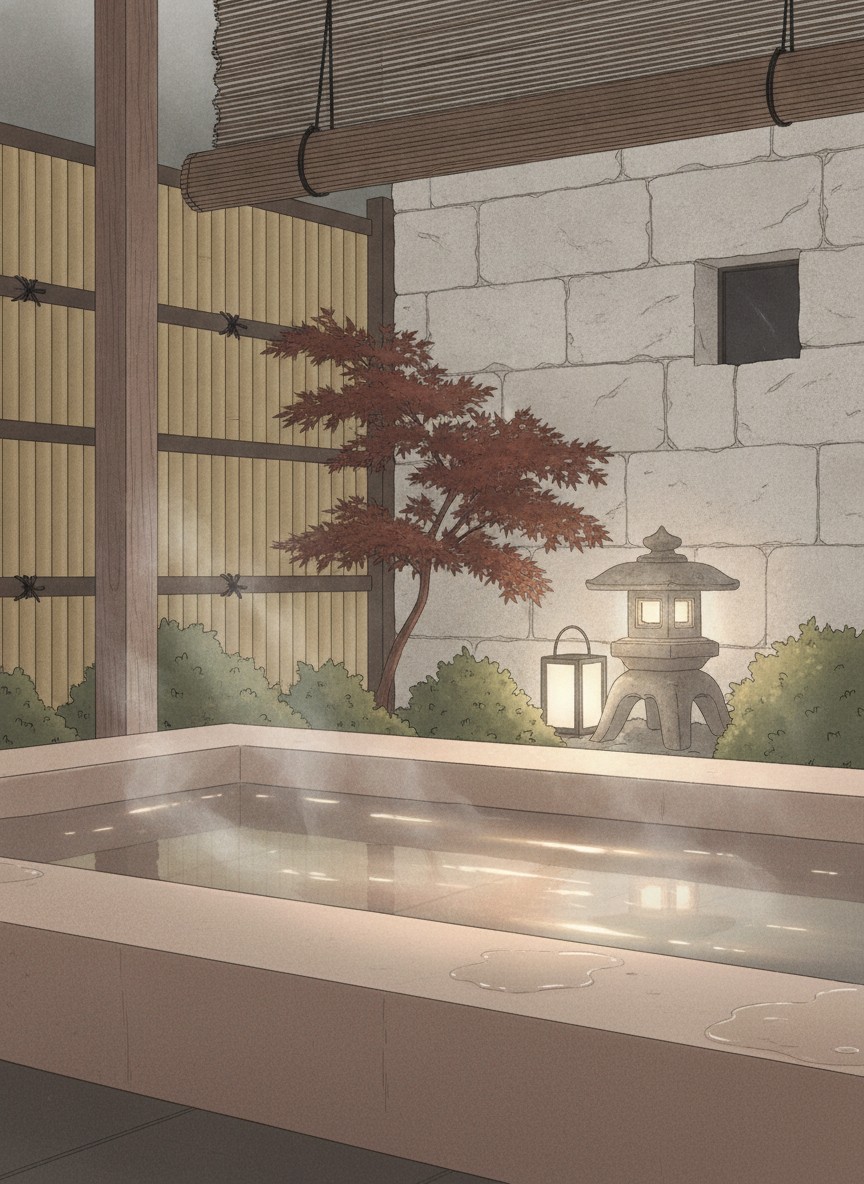 Illustration of Akakura Hotel in Akakura Onsen, in the village