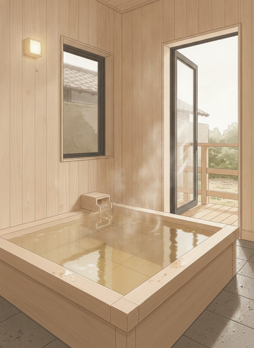 Illustration of Ryokan Okayama in Tagiri, on the slope between Akakura Onsen and the Akakura Kanko ski area