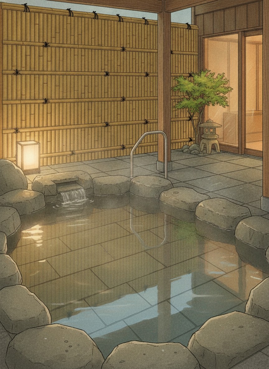 Illustration of Yumoto Kanko Hotel Saikyo in Upstream on the Taineiji river, at the top of the Nagato-Yumoto street