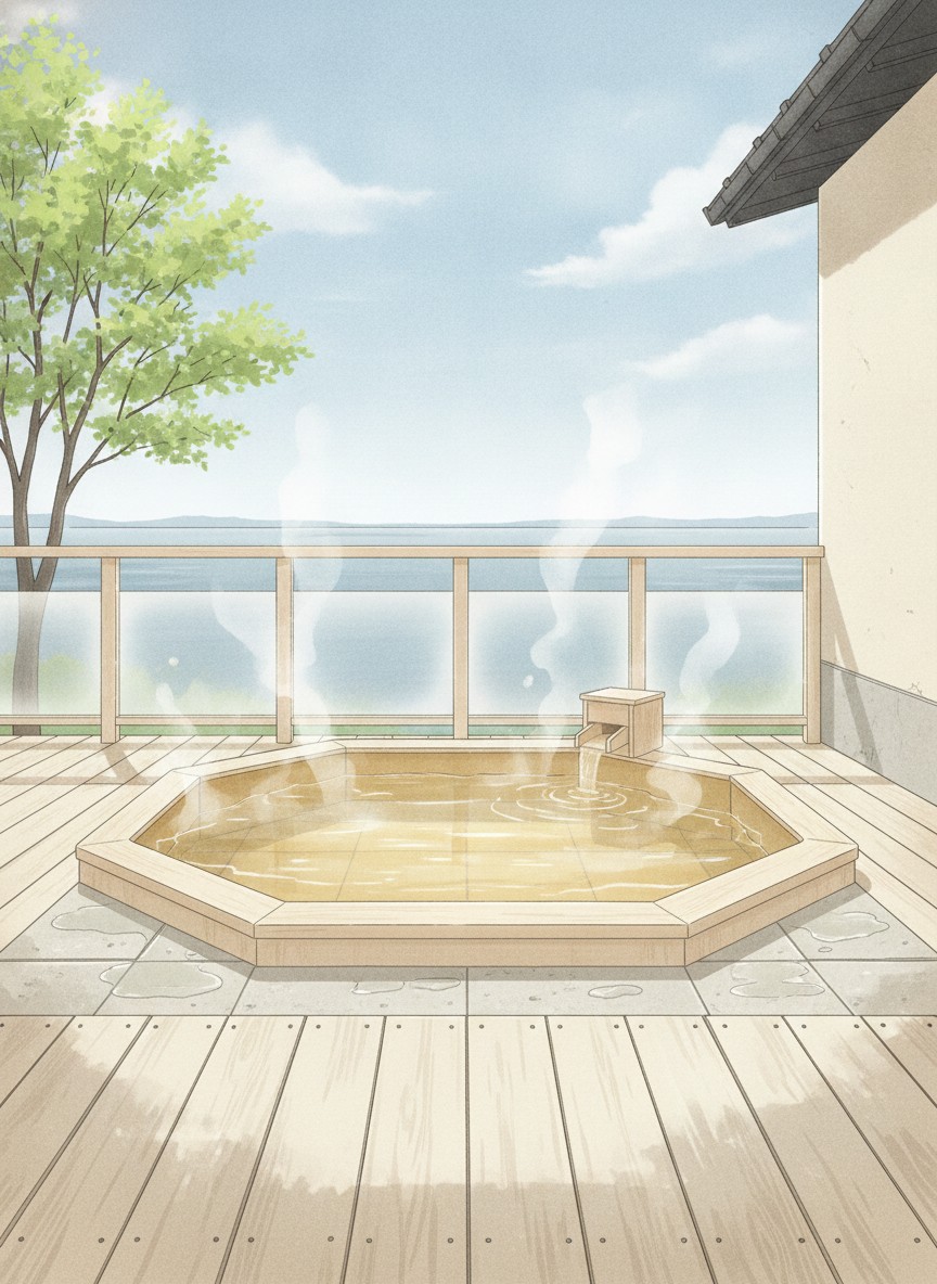 Illustration of Nasu Hoshi no Akari in Nasu-Yumoto, on the Nasu Kaido at the upper end of the Shin-Nasu inns