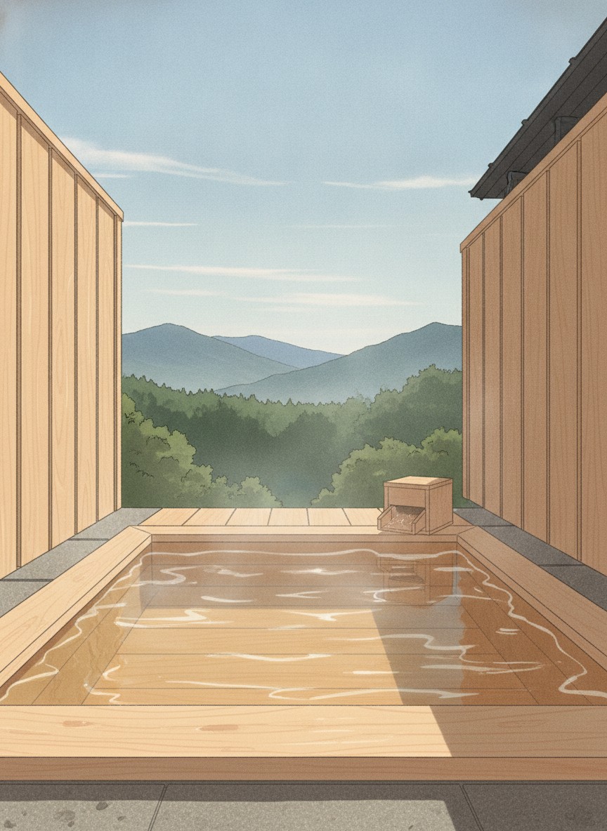 Illustration of Nasu Ichiya Hotel in Nasu Kogen, 400 meters off the Ikken-jaya crossing on prefectural road 266