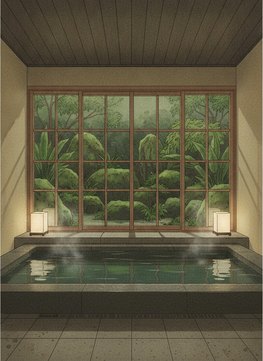 Illustration of Nasu Kogen no Yado Sansuikaku in Nasu-Yumoto, on the Nasu Kaido among the Shin-Nasu inns