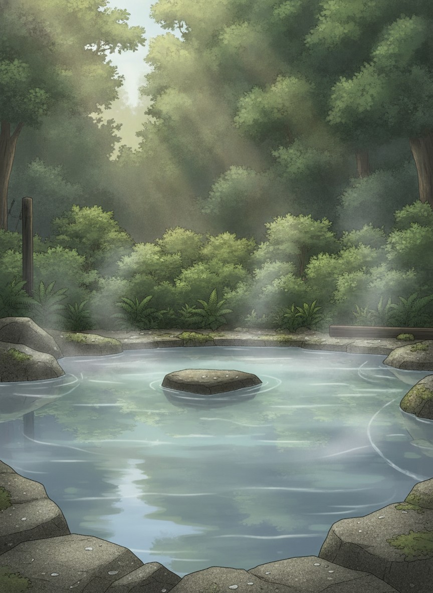 Illustration of Nasu Onsen Sanraku in Nasu-Yumoto, on the Nasu Kaido below the old village