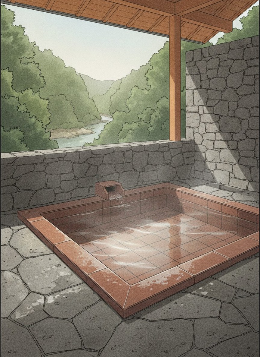 Illustration of Rosewood Garden & Villa in Takaku, beside a stream off the lower Nasu Kaido