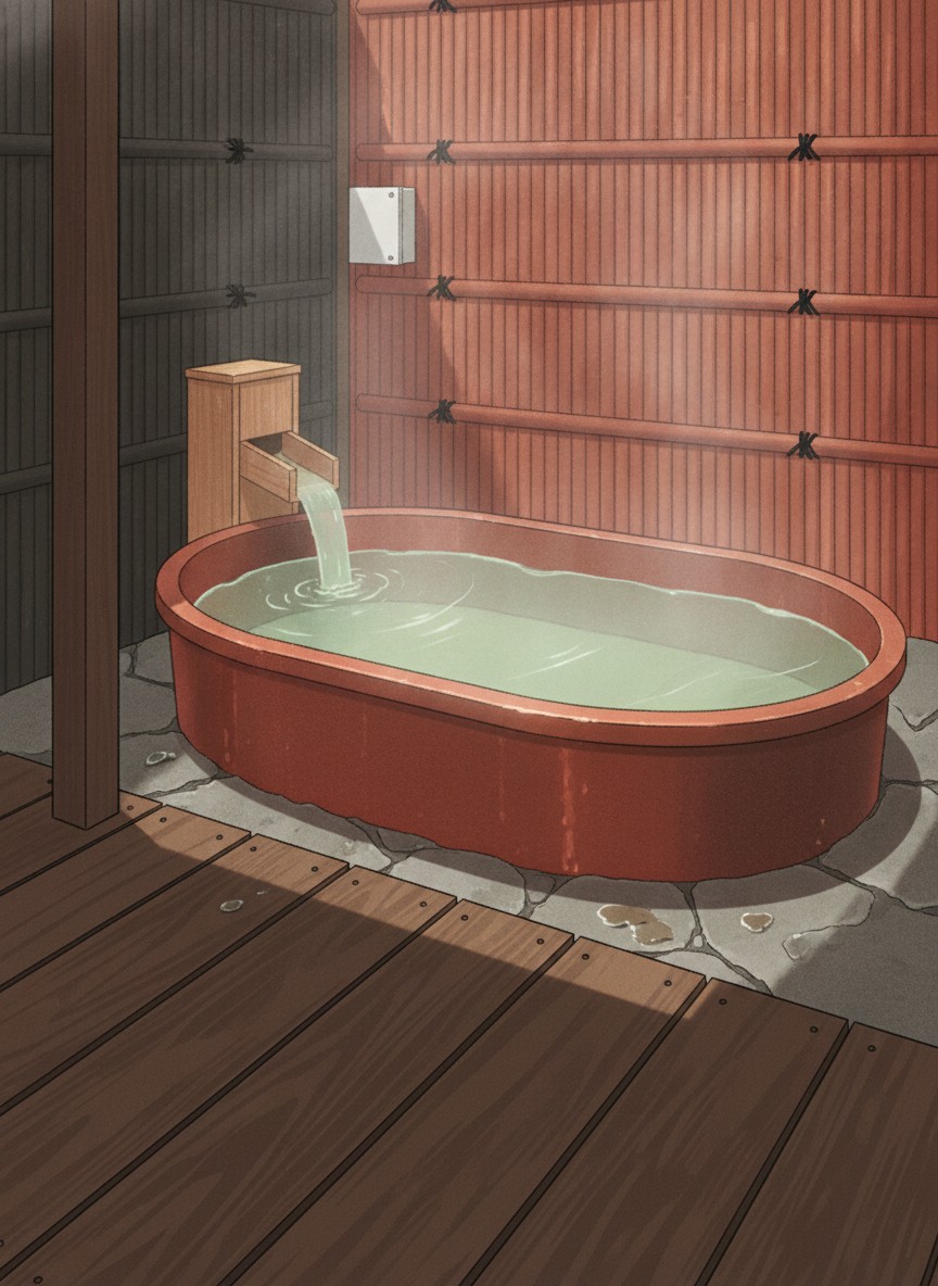 Illustration of Wakaki Ryokan in Nasu-Yumoto, on the Nasu Kaido among the Shin-Nasu inns
