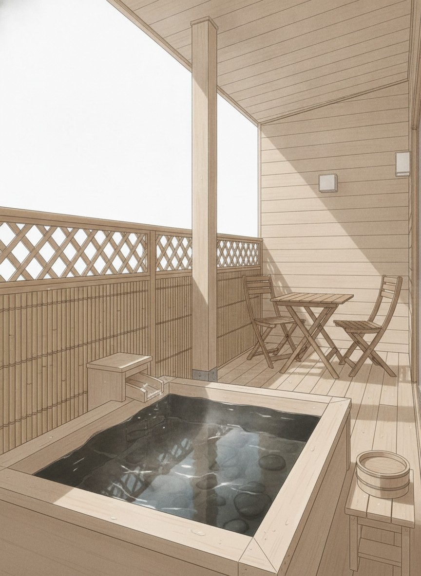 Illustration of Nozawa Onsen Hotel in Toyosato, near Oyu-dori, five minutes on foot from the Yu Road walkway