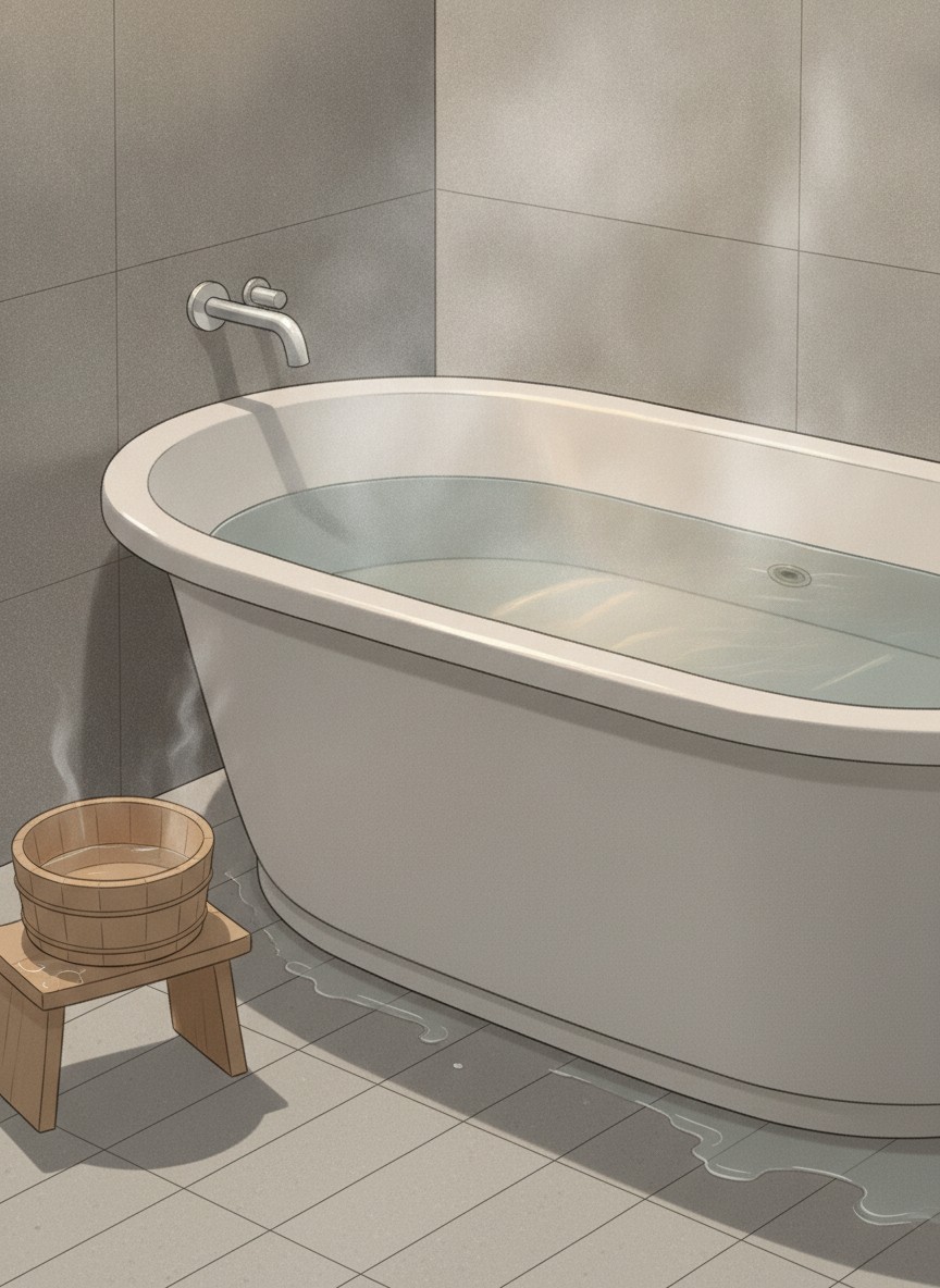 Illustration of Residence Yasushi in Toyosato, two doors from the Shin-yu soto-yu