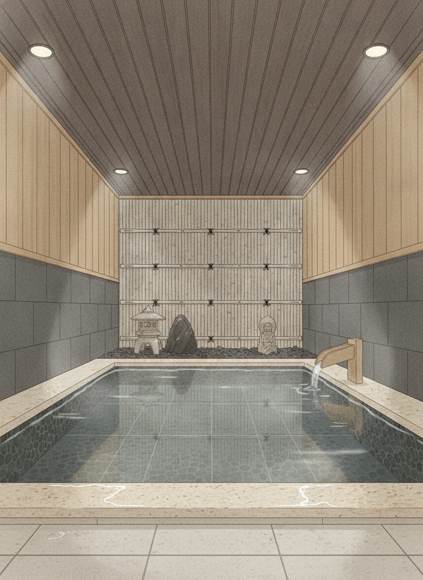 Illustration of Mura no Hotel Sumiyoshiya in Toyosato, facing the Ogama springs