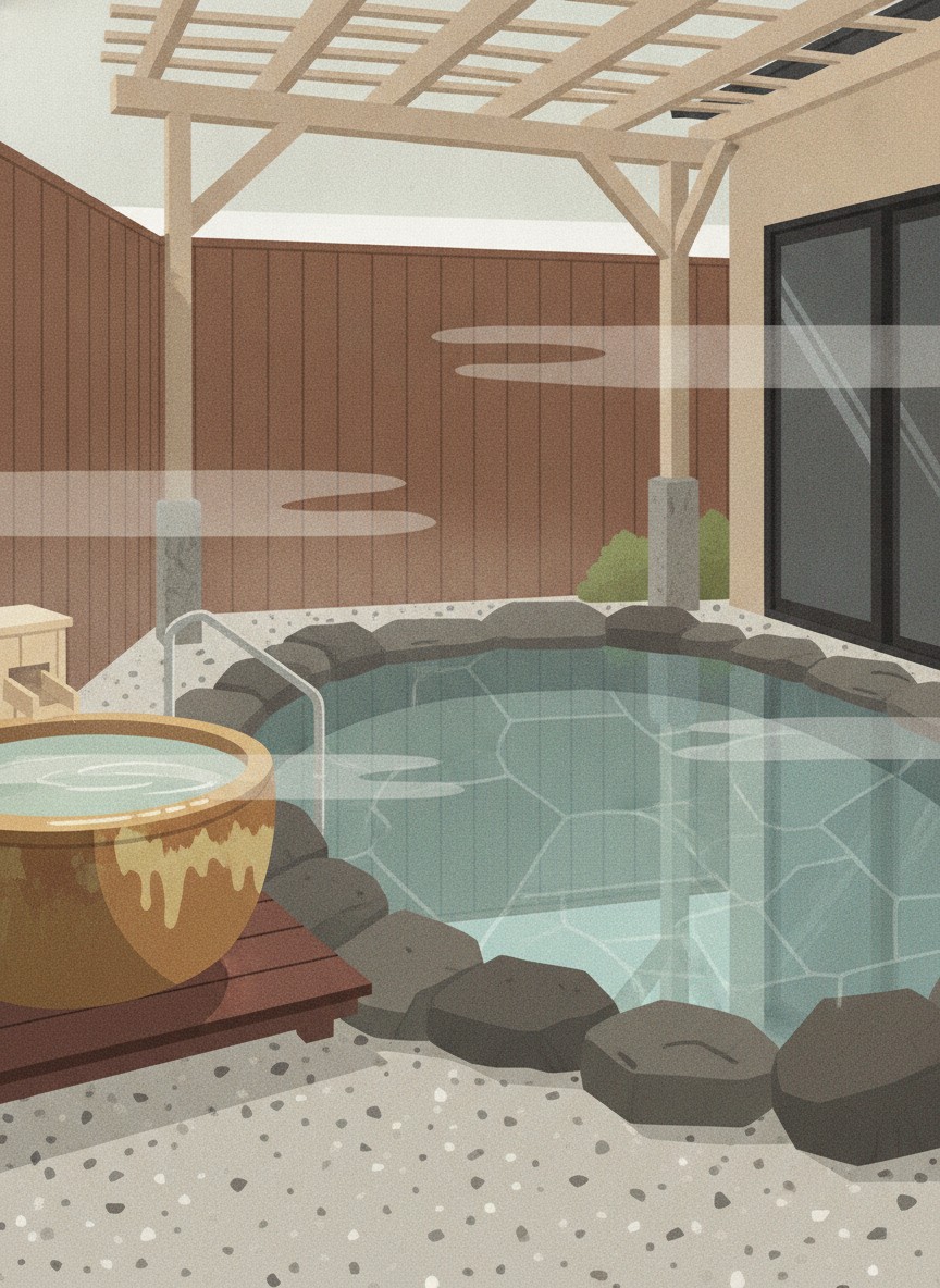 Illustration of Onyado Nono Nara Natural Hot Spring in Nara city, by Sanjo-dori