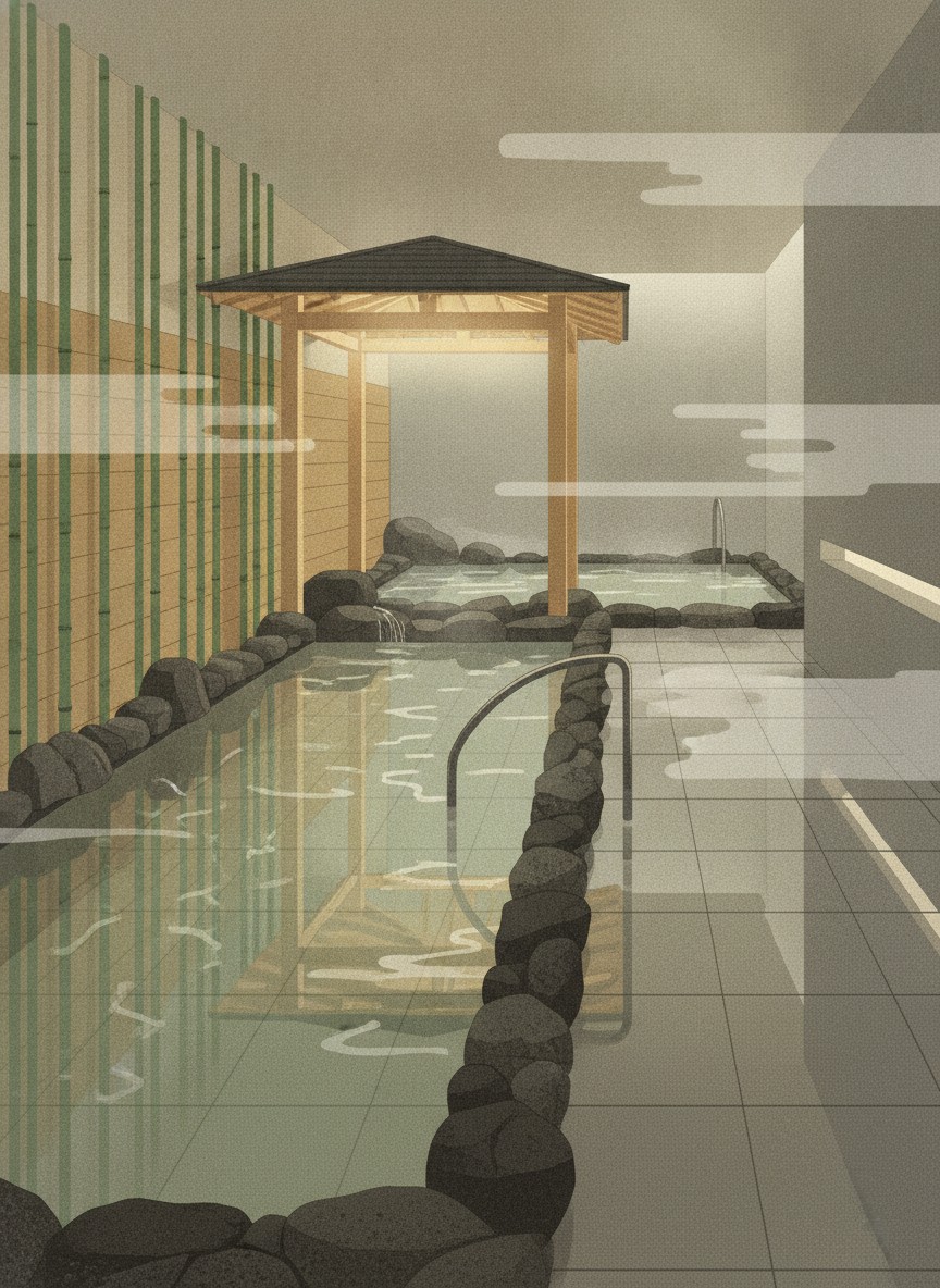 Illustration of Umekita Onsen Ren Wellbeing Park in Umekita, Kita-ku