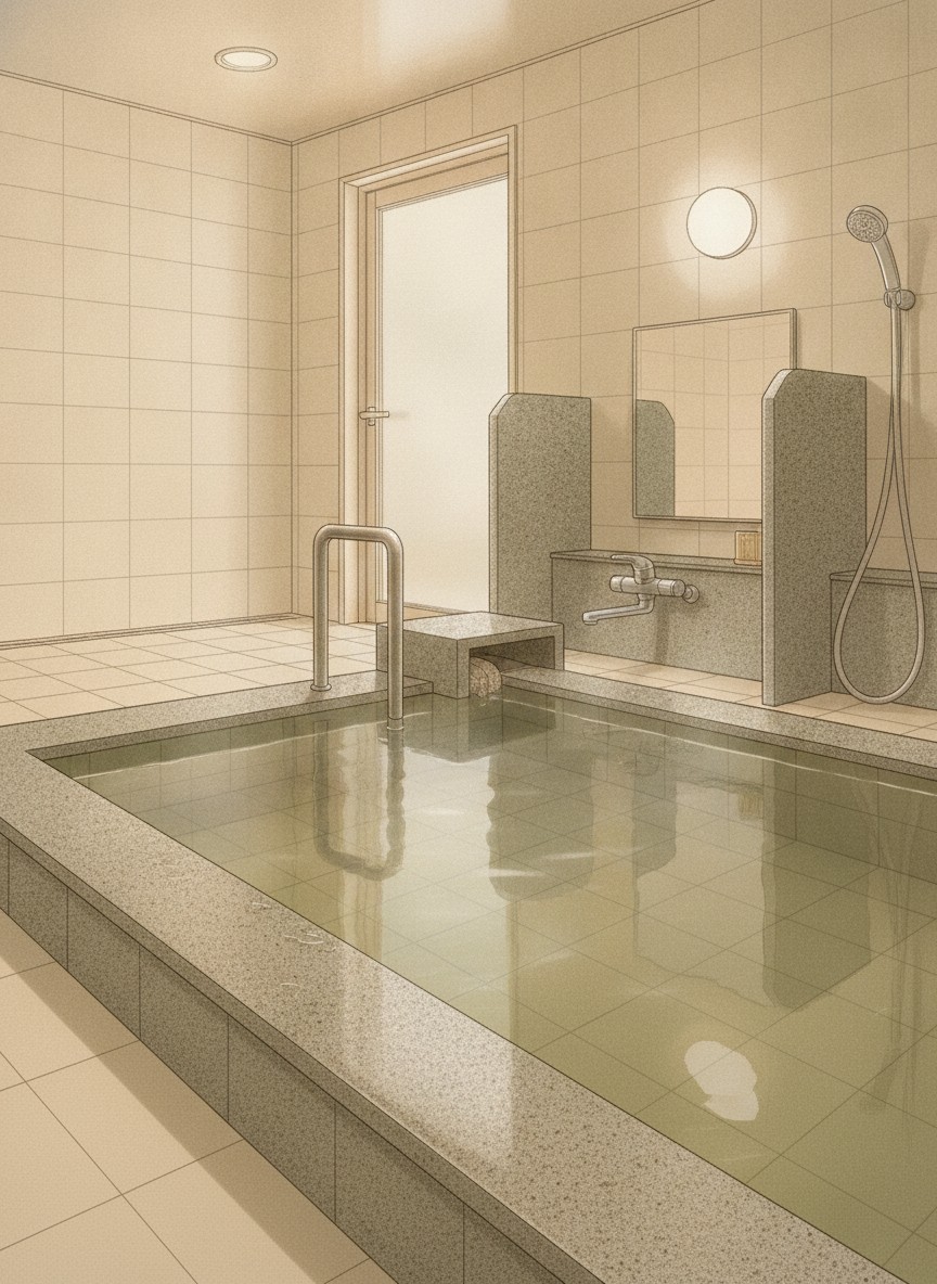Illustration of Asarigawa Onsen Hotel in Asarigawa Onsen 2-chome, two minutes from the Onsen-Minami bus stop