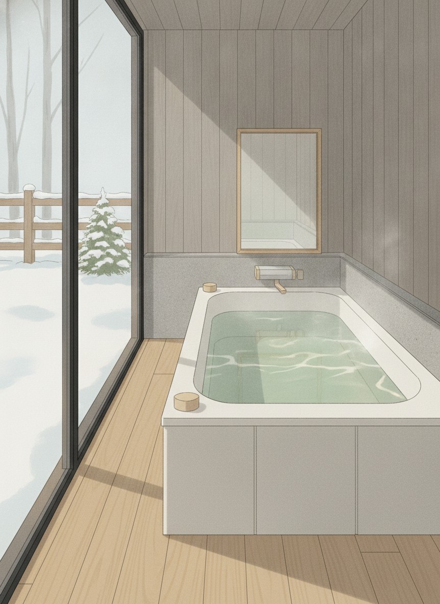 Illustration of Otaru Asari Classe Hotel in Asarigawa Onsen 2-chome, at the center of the valley