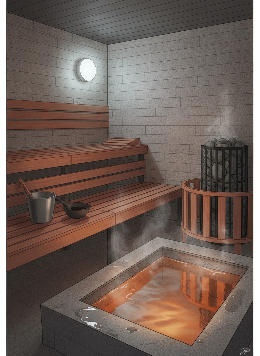 Illustration of A-SAUNA in Minami 9-jo Nishi 4, Chuo-ku, two minutes from Nakajima-koen station