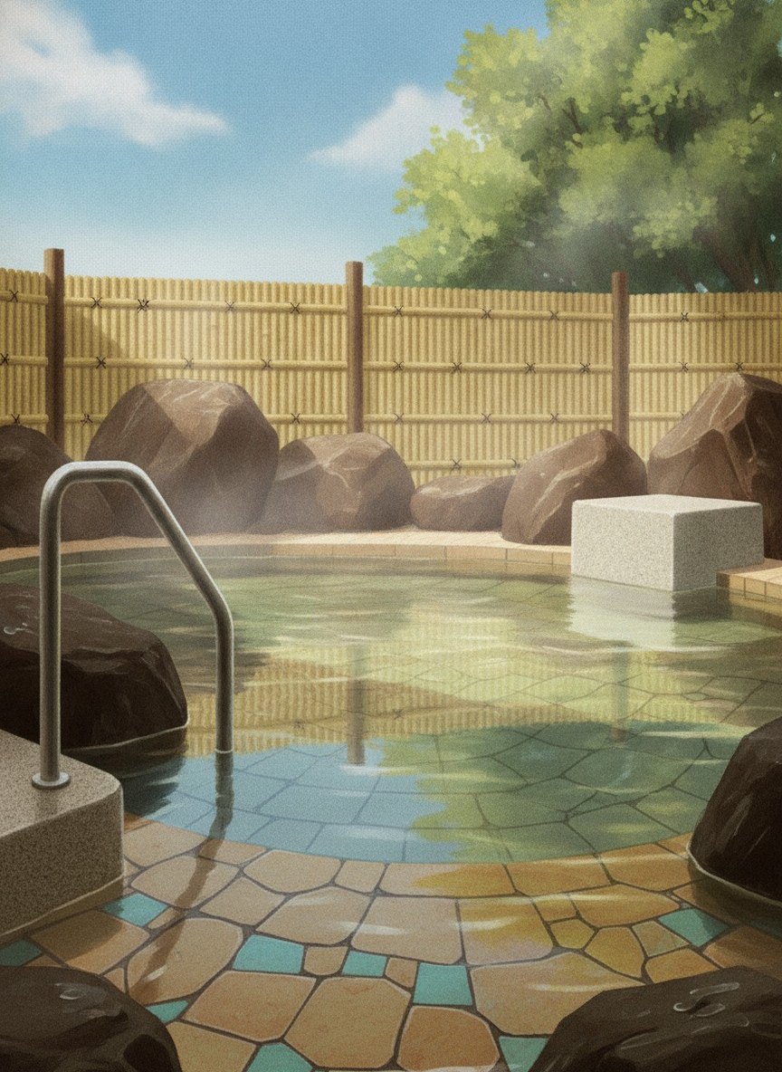 Illustration of Ooedo Onsen Monogatari Premium Hotel Sokan in Isozaki, on the bay shore northeast of the town center, about 15 minutes by hotel bus from Matsushima-Kaigan Station