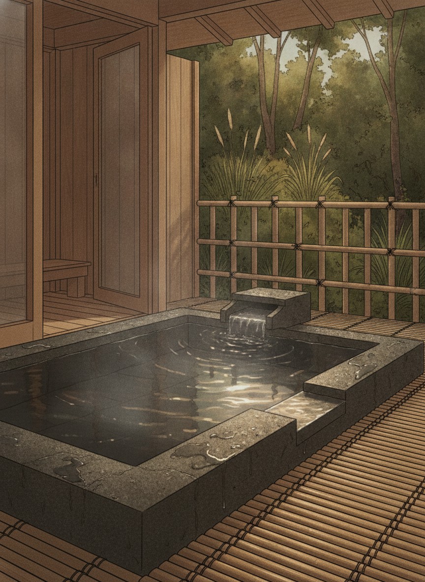 Illustration of Nonohanatei Komurasaki in Nishihongo, in the town below Rendaiji