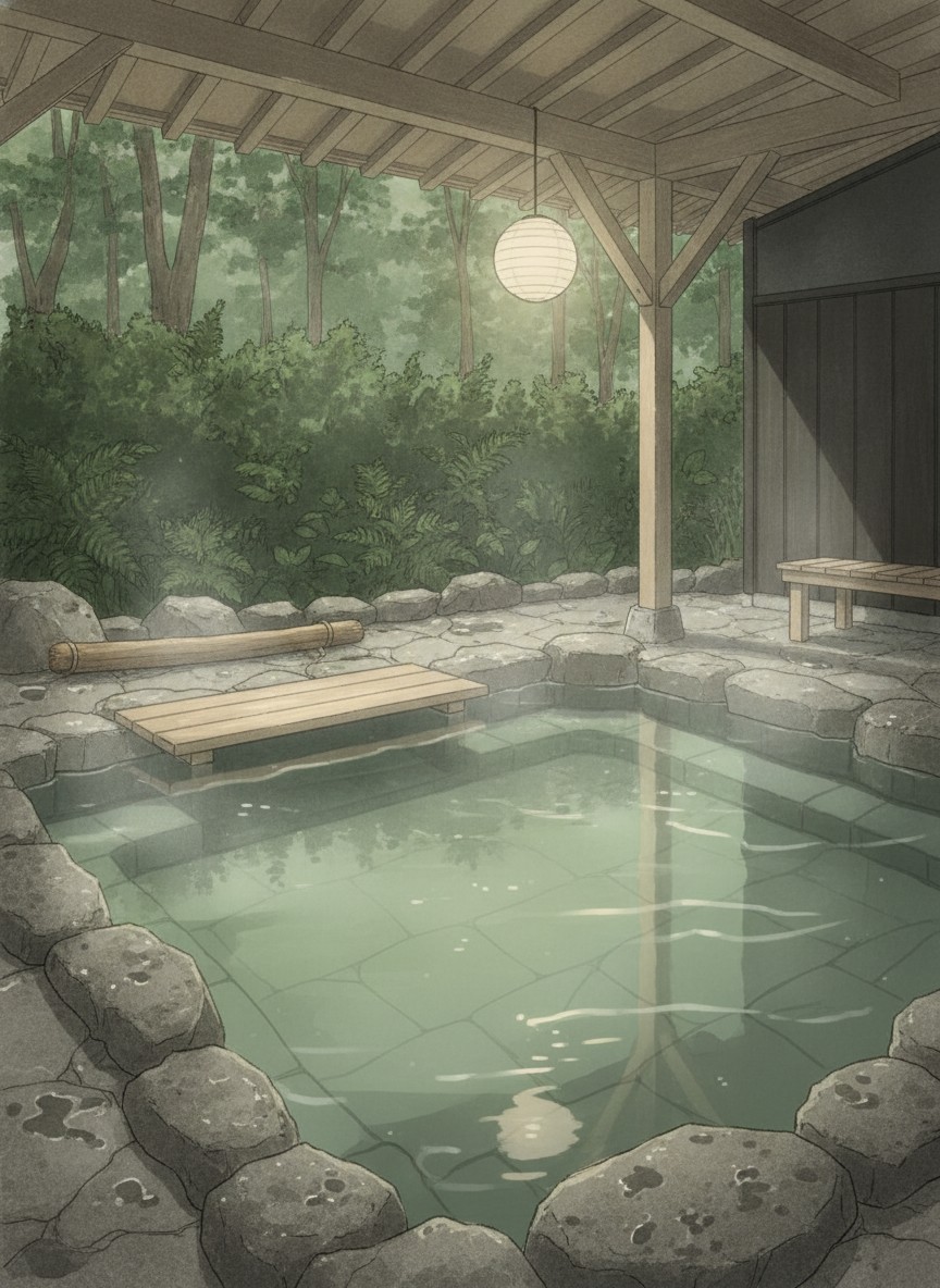 Illustration of Seiryuso in Kochi, at the top of the Rendaiji valley about ten minutes from Izukyu Shimoda station