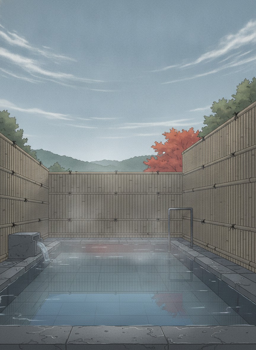Illustration of Sora Togetsuso Kinryu in Shuzenji, on the hillside above the Katsura river with a garden below