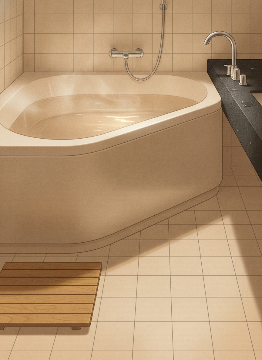 Illustration of Shin-Kabakawa Kanko Hotel in Yasuhara Kamihigashi, in the middle of Shionoe Onsen, about fifteen minutes by taxi from Takamatsu Airport