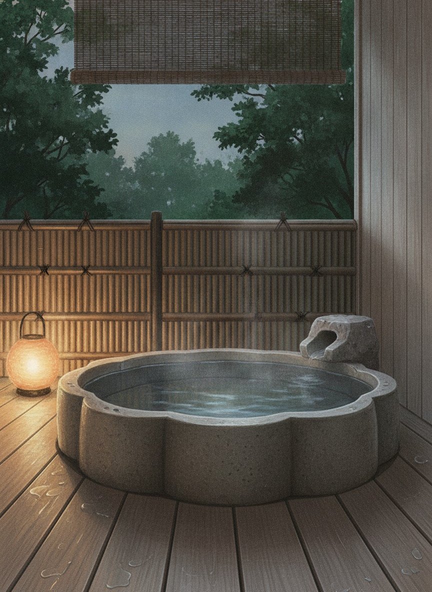 Illustration of Hanaougi Bettei Iiyama in Honobu-machi, across the road from its sister inn Hidatei Hanaougi, about 8 minutes by car from Takayama Station