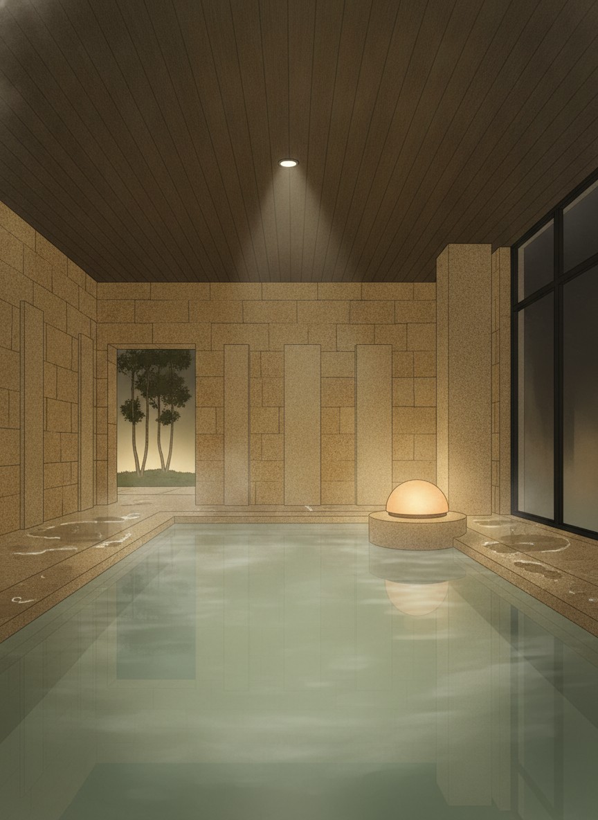 Illustration of Hohoemi no Yado Takinoyu in Kamata-honcho, at the west end of the Tendo Onsen inn street