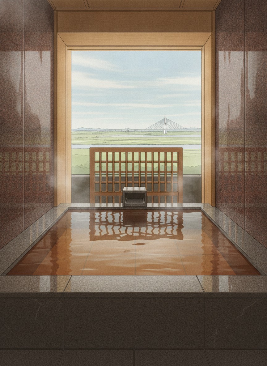 Illustration of Tokachigawa Onsen Daiichi Hotel in Tokachigawa Onsen Minami 12, the center of the resort strip in Otofuke