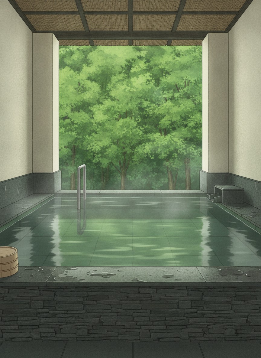 Illustration of Entaijiso in Unazuki Onsen, on the gorge edge in the middle of town