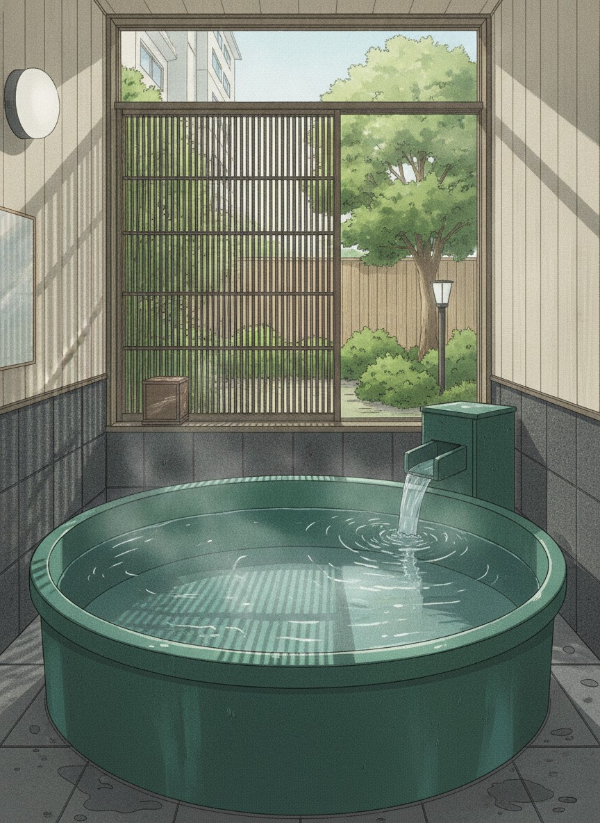 Illustration of Kurobe Unazuki Onsen Togen in Unazuki Onsen, on the river side eight minutes&rsquo; walk from the gorge railway station