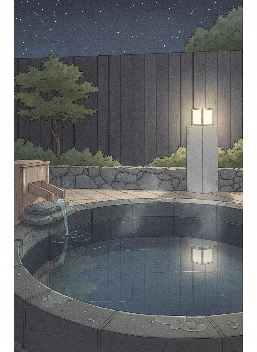 Illustration of Ryokan Kunisaki in Minamihonmachi, the southern end of Obama Onsen, back from the seafront