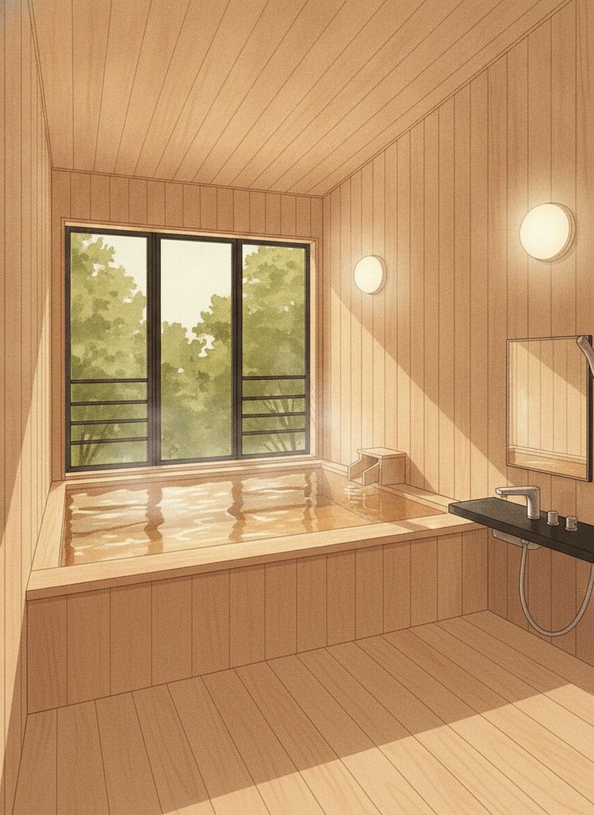 Illustration of Oiwai no Yado in Yamanaka Onsen, Sugayamachi, a short way upstream of Korogi Bridge