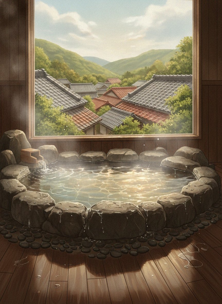 Illustration of Midori no Yado Bansyoukaku in Higashiyama-machi, on the hill on the east side of town