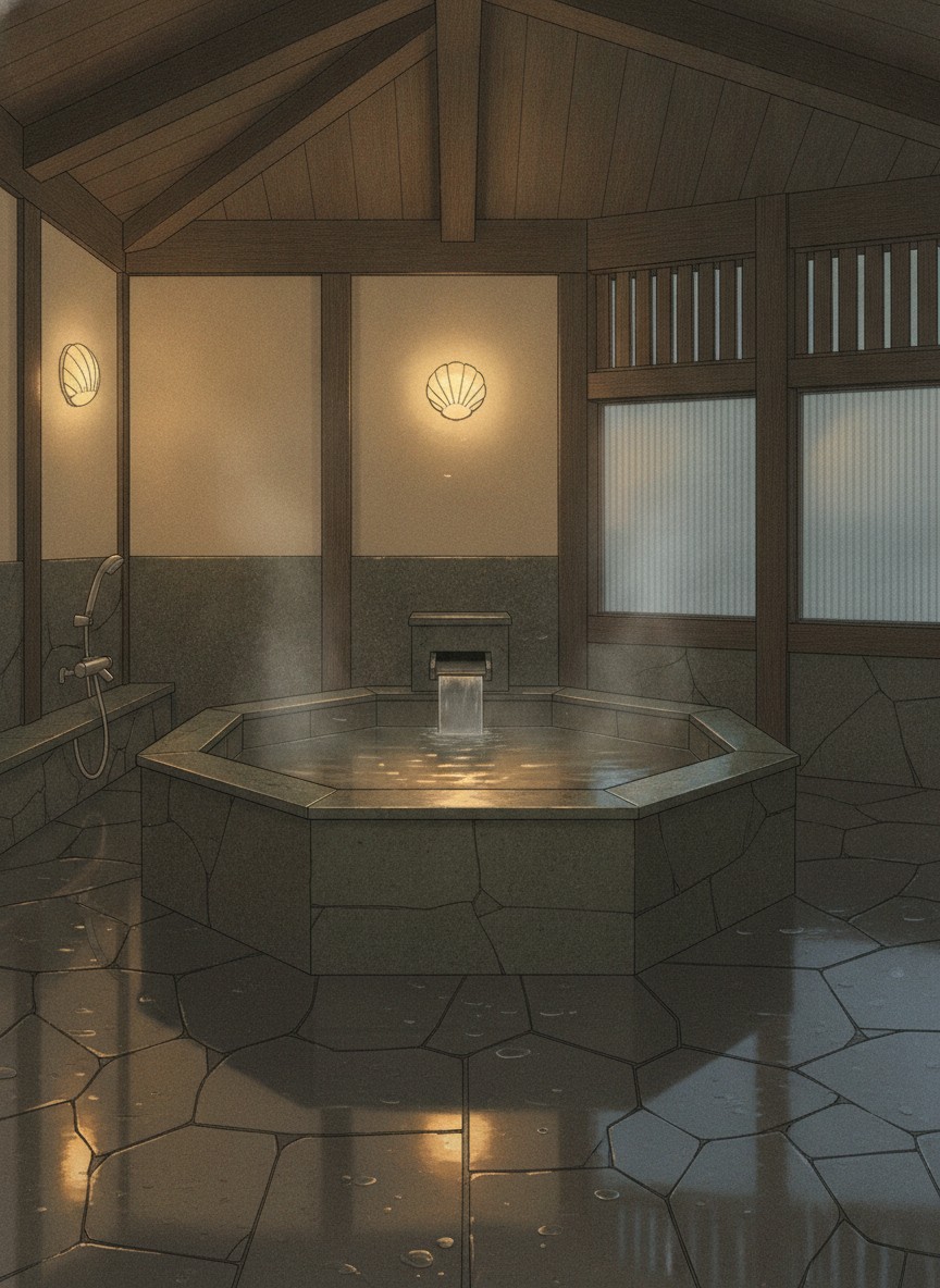 Illustration of Onsen Meiso Club Fujiya Ryokan in Yamashiro, Kikyogaoka on the hill south of the town