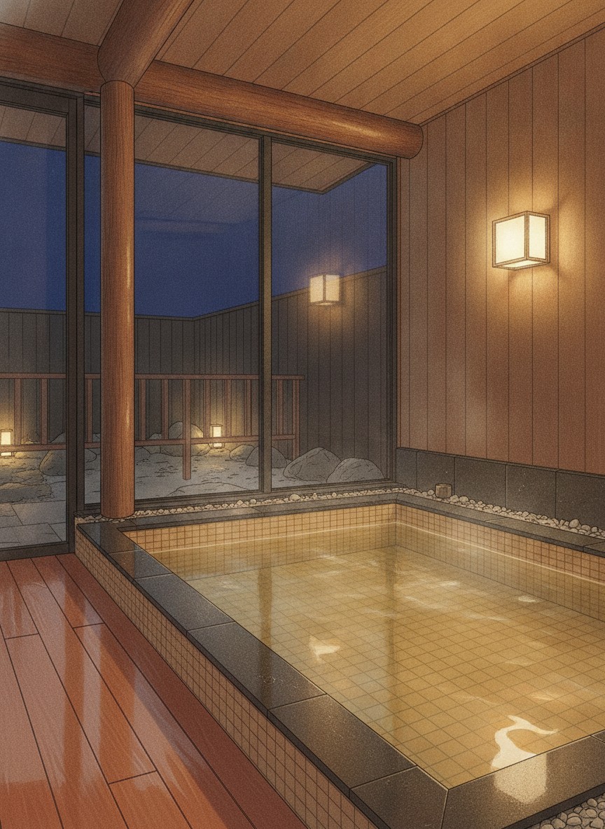 Illustration of Yu no Yado Hakusan Shoubutei in Yamashiro, Kikyogaoka on the hill south of the town
