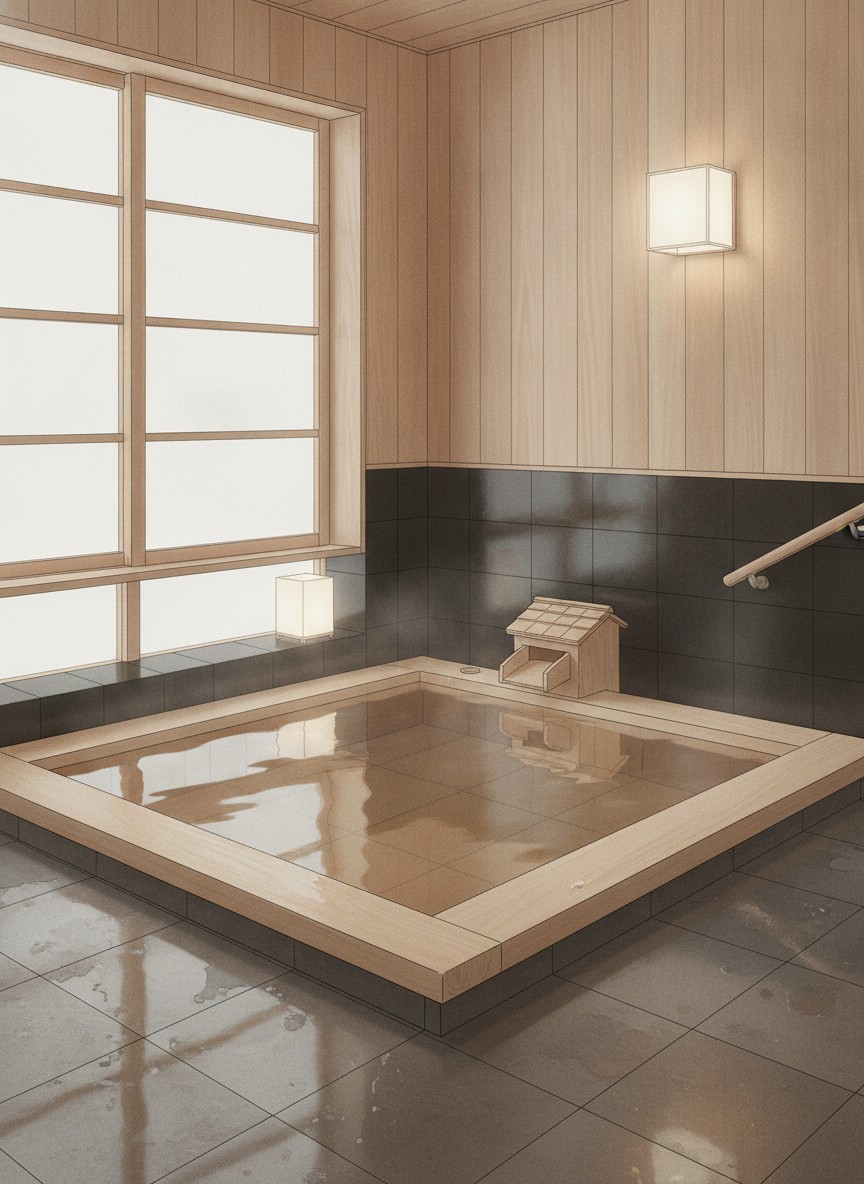 Illustration of Hatori in Yamashiro, on Onsen-dori in the middle of town