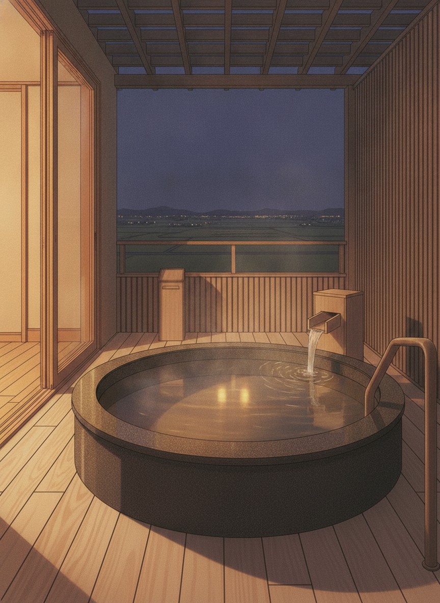 Illustration of Yunokuni Tensyo in Yamashiro, on the hill on the southwest side of town