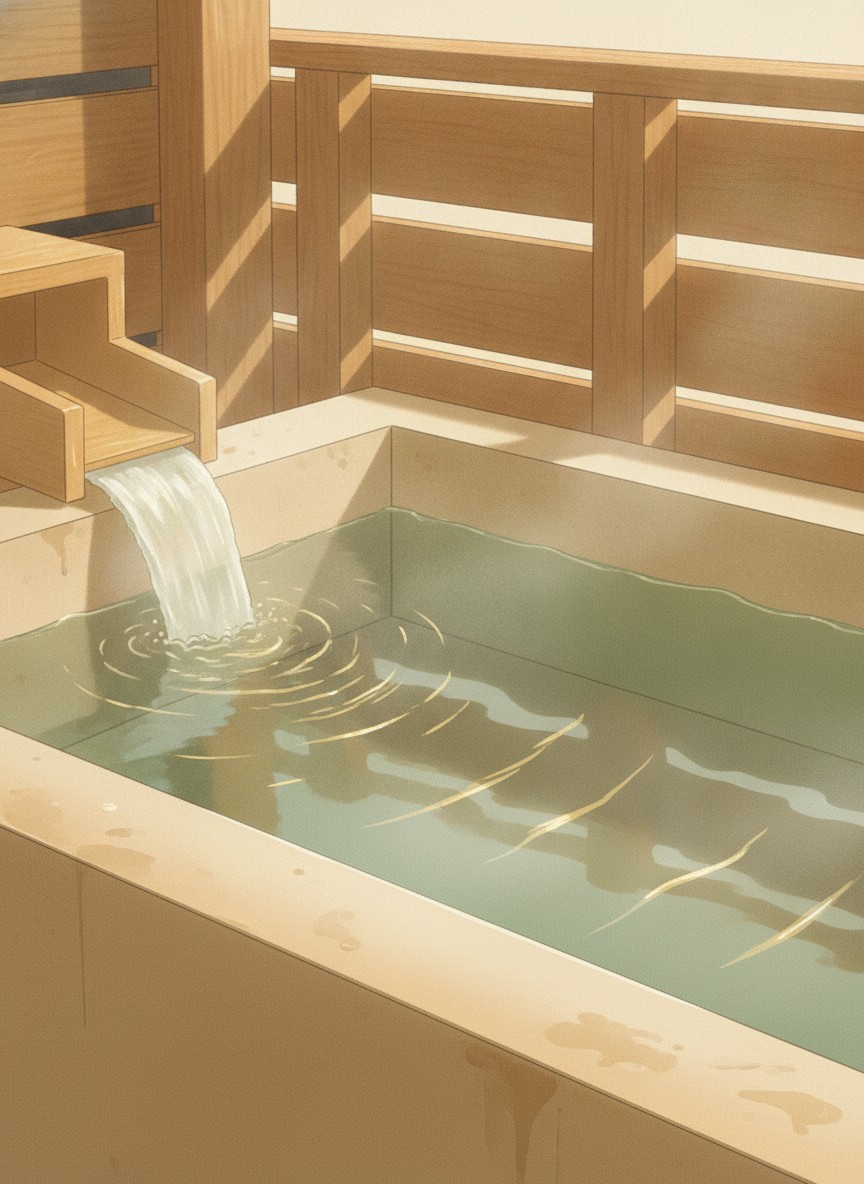 Illustration of Yunokura Tsuruya in Yubara onsen street, on the site of the old Yubara sake brewery