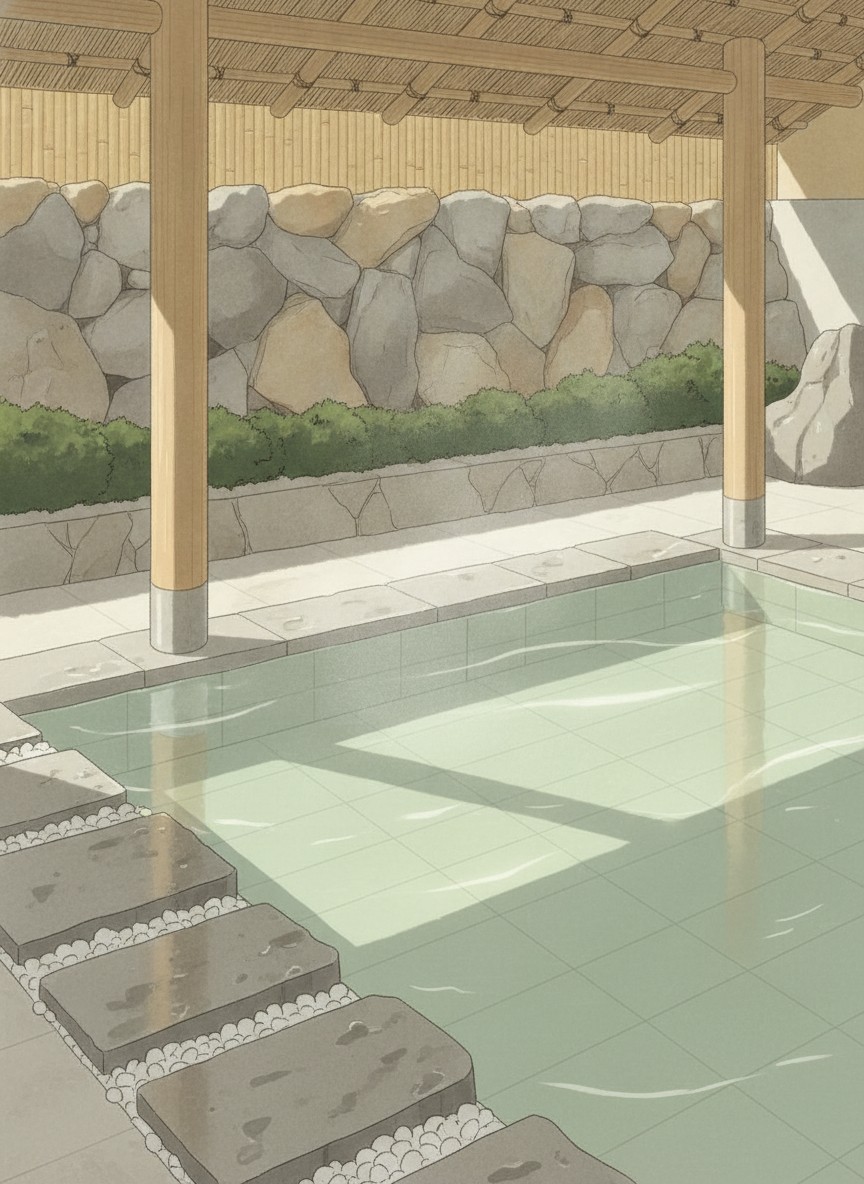 Illustration of Yubel Hotel Matsumasa in Middle of the Yuda onsen street, five minutes on foot from the Chuo Park foot bath