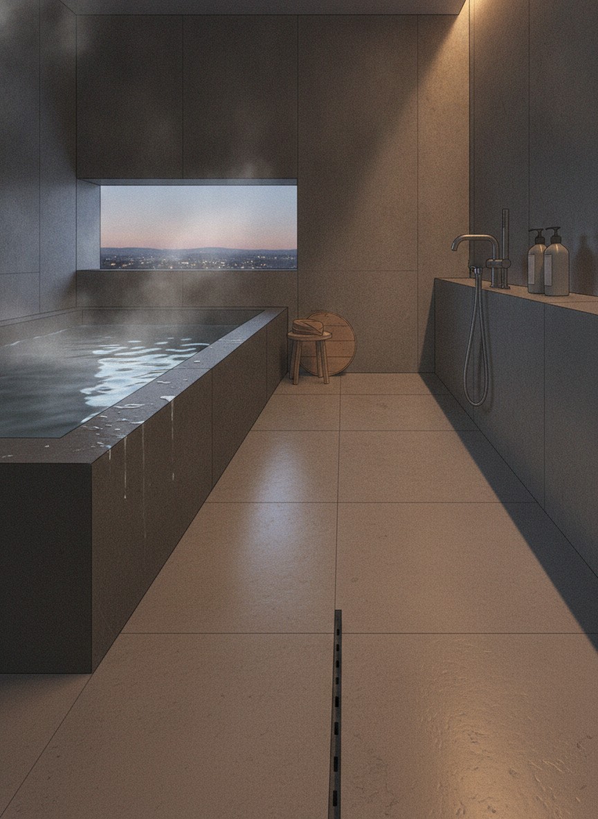 Illustration of Oyado Onn Yuda Onsen in Yuda onsen street, connected to Kamefuku On Place by a covered walkway