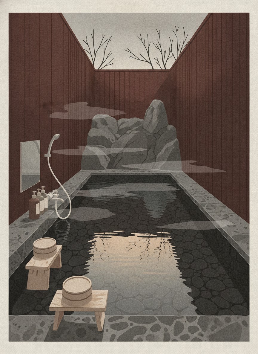 Illustration of Oyado Nurukawa Onsen in Kawakami, a minute on foot from Kinrin Lake