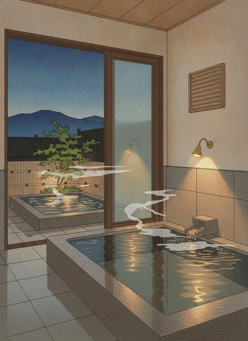 Illustration of Toshoan in Kawaminami, near Ogosha shrine, south of the station