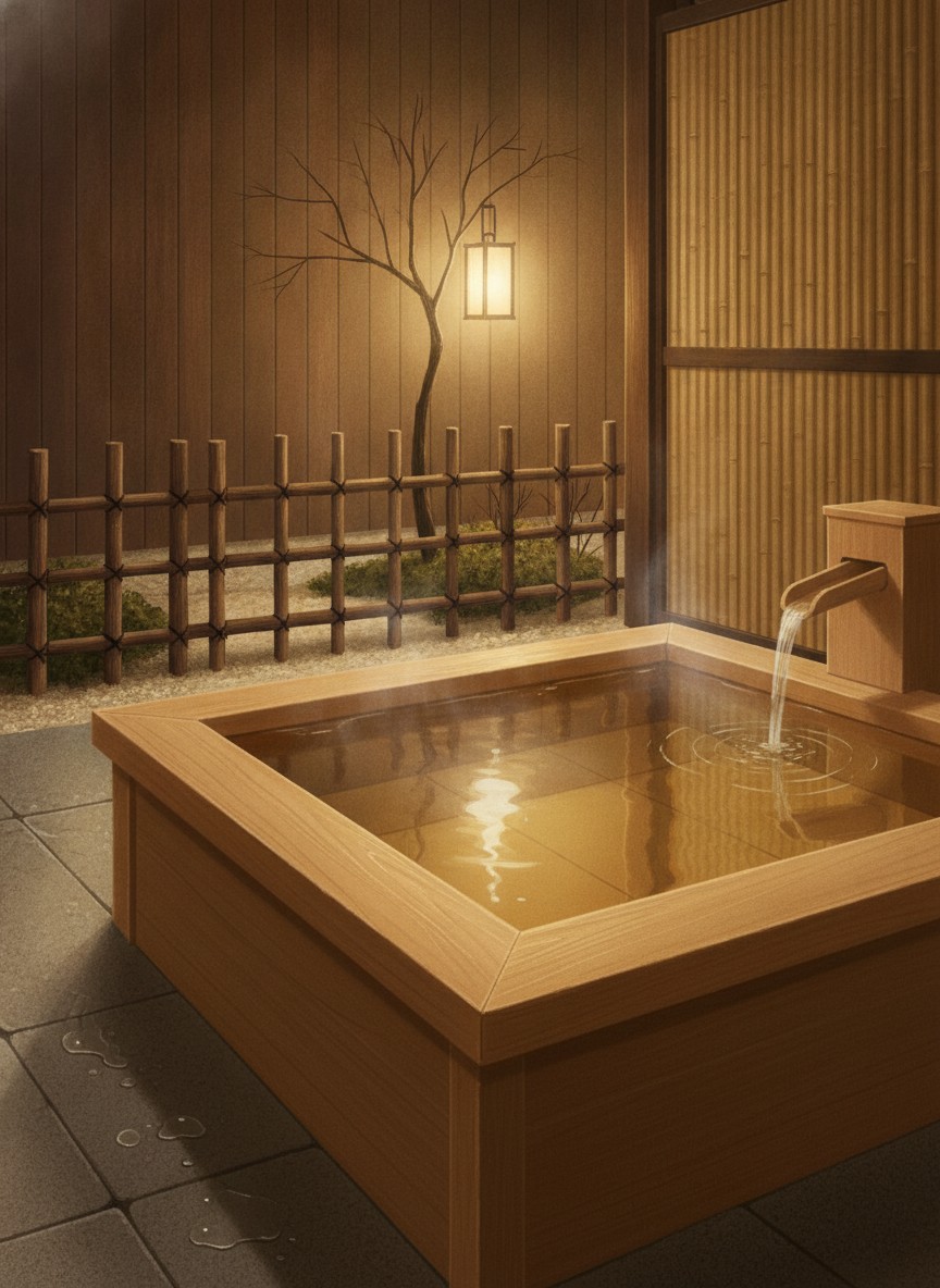 Illustration of Otowaya Ryokan in Yuzawa, west of the station